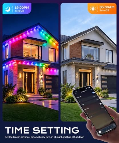 150Ft Permanent Outdoor Lights, RGB+IC Smart LED Eave Lighting with App/Remote Control,IP67 Waterproof,16 Million Colors,Scene Modes, DIY Music Sync, for Christmas, Holiday & Party Decor - Image 4