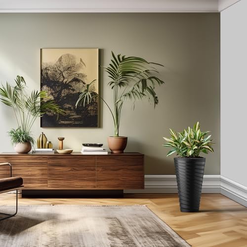 Kante Set of 2 Black Plastic Round Planters 23" Tall Home & Outdoor - Image 5
