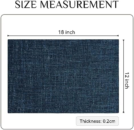 Softalker Faux Linen Cloth Placemats Set of 8-12 x 18 Inch, Navy - Image 6