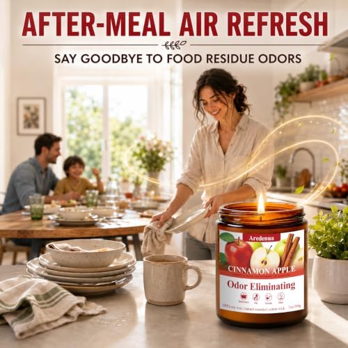 Cinnamon Apple Odor Eliminating Candles | Eliminates 95% of Pet, Smoke, Food, and Other Smells Quickly – 7 oz Fall Soy Candle for Home Scented - Fresh Spice Fruity Scent Holiday Gifts for Women Men - Image 5