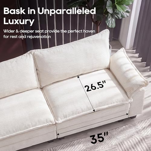 URRED Oversized Modular Sectional Sofa，Solid Beige：87" L Shaped - Image 5