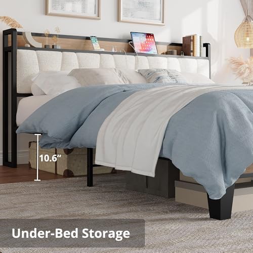 LIKIMIO California King Bed Frame with Storage Headboard & Charging Station - Image 6