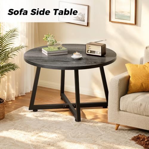 Coffee Table, 23.6" Round Coffee Tables for Living Room, Gray Coffee Table - Image 5