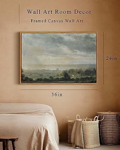 InSimSea Framed Canvas Wall Art Vintage Decor, Landscape Wall Art Home Decor, Wild Field under Sky, Modern Farmhouse Decor, Cottagecore Bedroom Kitchen Bathroom Decorations, 24"x36" - Image 5