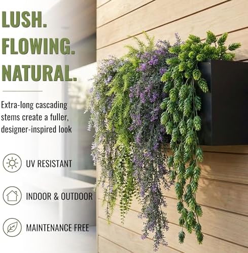 DECKO Artificial Plants - Fake Plants & Flowers Indoor and Outdoor - UV Resistant Flora for Living Room, Balcony, Patio, Kitchen etc - Faux Greenery - Verbena Collection (8 Plantable Stems) - Image 2