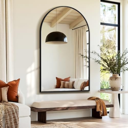 Delma Arched Bathroom Mirror, 55"x35", Black by Delma
