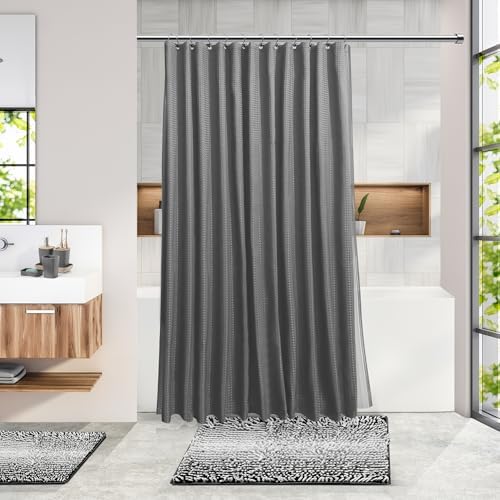 Clara Clark Bathroom Accessories Set - Bathroom Set, Bathroom Sets with Shower Curtain and Rugs, Shower Curtain Set with Bathroom Trash Can - Ombre Grey - 22PC - Image 2