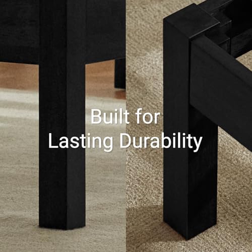 LIFEMENT Twin Bed Frame with Headboard Classic Wood Platform, Noise Free, Under Bed Storage, No Box Spring Needed, Easy Assembly, Black - Image 5