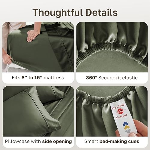 California Design Den 100% Cotton Sateen Twin Size Bedsheets, 3 Pc Set - Image 4