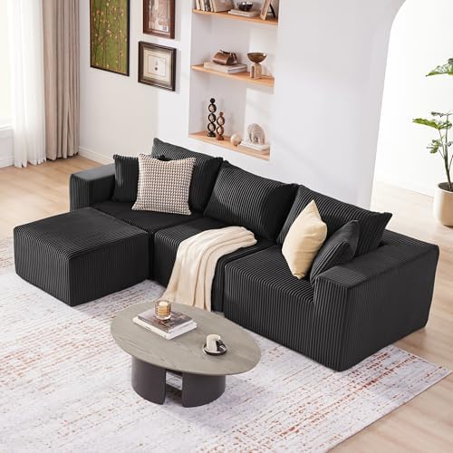 Weture 107.4" Modular Bnoeless Couch, Convertible Sectional Couch, Beige - Image 4