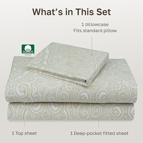 California Design Den 100% Cotton Sateen Twin Size Bed Sheets Set, 3 Pcs - Image 4
