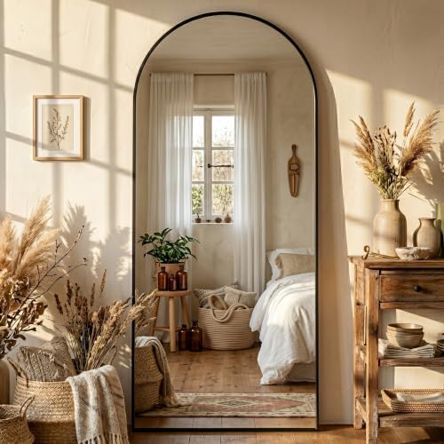 Full Length Mirror, 76" x 34" Arched Full Body Mirror Large Standing Floor Mirrors, Mirrors for Bedroom, Bathroom, Living Room Standing or Wall Leaning, Black by Novlux
