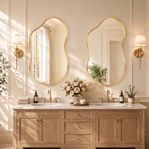 Bathroom Mirror for Over Sink-Gold Home Decor Wall Mirror 20"x 36" Single - Image 2
