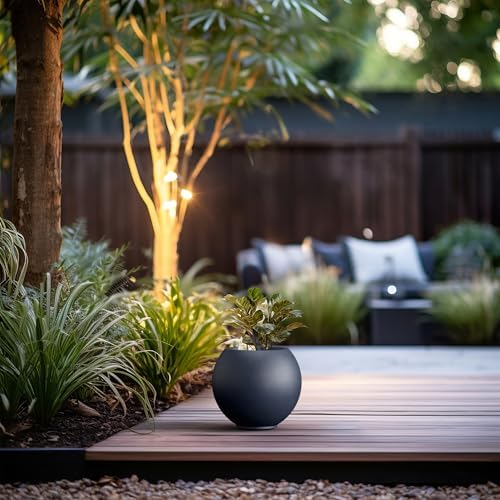 Kante Small Round Sphere Charcoal Concrete Planter 11" Dia, Outdoor - Image 5
