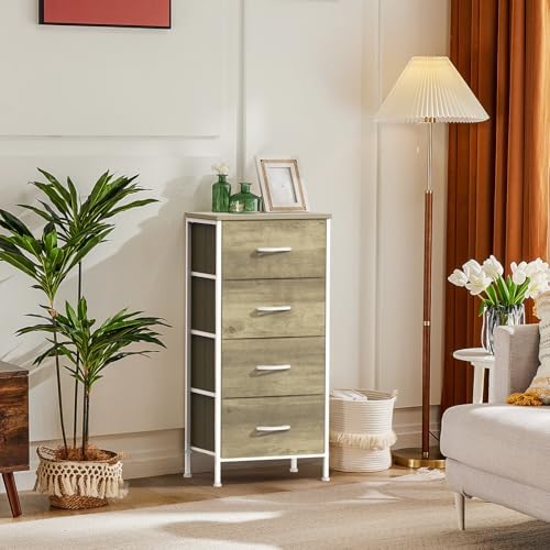 DUMOS Nightstand, Bedside Table with 4 Fabric Drawers - Image 2