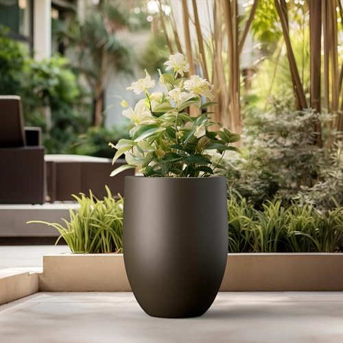 Kante Large Round Bullet Dark BRN Concrete Planter 21.7" Tall, Outdoor - Image 4
