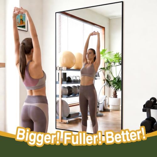 MELOMOIR 82"x44" Oversized Mirror Full Length, Floor Mirror for Gym, Black - Image 5