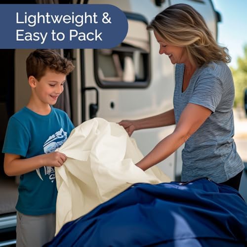 Short Queen Size 4 Piece Bed Sheet Set - RV Short Queen Sheets - Off White - Image 5