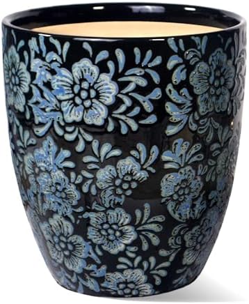 10 inch Plant Pot，Ceramic Plant pots，Ceramic Planter for Indoor Plants Outdoor,Mid-Century Modern Home Decor, Modern Flower Pot, Large Plant Pot with Drainage Hole by Farsun