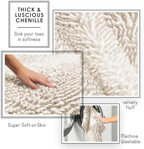 Clara Clark Bathroom Accessories Set - 27PC Bathroom Set with Adhesive Corner Shower Caddy Hanging, Bathroom Sets with Shower Curtain and Rugs, Ombre White Shower Curtain Set with Bathroom Trash Can - Image 5
