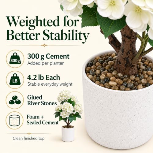 Artificial Hydrangea Trees, 2-Pack, Weighted Pots for Front Porch - Image 5