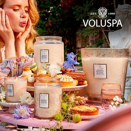 Voluspa Jasmine Midnight Blooms Large Scented Candle Jar 18 Oz, 100 Hr Burn - Image 6