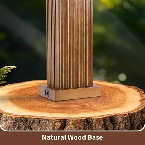 Lovlast 27.5" Wood Table Lamps Set of 2 for Bedroom Living Room (Walnut) - Image 2