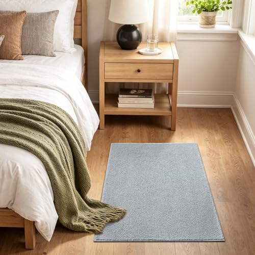 2x3 Light Grey Solid Area Rug Washable Non-Slip for Entryway Front Door - Image 3