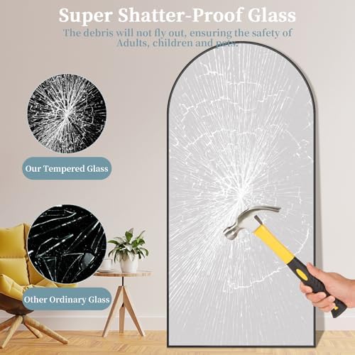 78"x38" Arched Full Length Mirror with Stand,Full Body Floor Mirror - Image 4