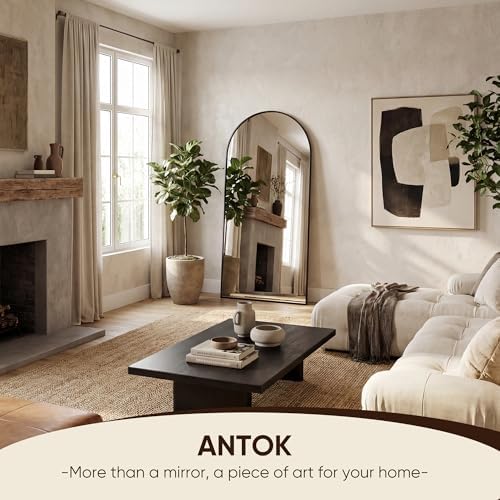 Antok 71" x26” Arched Full Length Mirror, Floor Mirror with Stand,Black - Image 4
