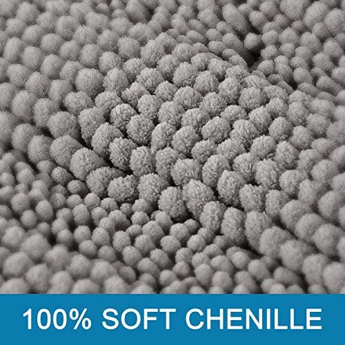 H.VERSAILTEX Bath Mats for Bathroom Non Slip Extra Thick Chenille Striped Bath Rug 24" x 36" Absorbent Non Skid Fluffy Soft Shaggy Rugs Washable Dry Fast Plush Mats for Indoor, Bath Room, Tub - Dove - Image 3
