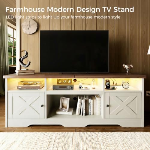 Casaottima TV Stand for 80 Inch TV, Entertainment Center, White - Image 2