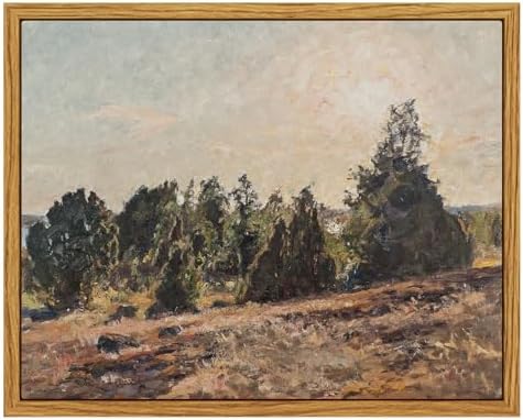 InSimSea Framed Canvas Wall Art, Vintage Pine Landscape Art for Living Room Hallway Shelf, 10x8in, Impressionist Pastoral Painting, Rustic Farmhouse Cozy Mid Century Small Nature Decor by InSimSeaArt