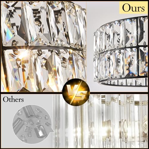 CATINER Black Crystal Chandelier 12" 4-Light Modern Ceiling Pendant Light - Image 6