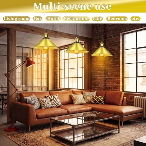 Retisee 6 Pcs Industrial Pendant Light, Vintage Metal E26 Base, Gold - Image 4