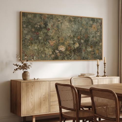Extra Large Framed Vintage Rustic Floral Wall Art for Living Room, 60x30 In - Image 2