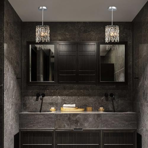 1-Light Modern K9 Crystal Pendant Lights Kitchen Island, Chrome - Image 5