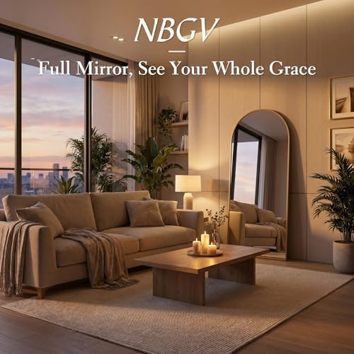 58"x19" Floor Mirror Full Length, Arched Full Length Mirror with Stand, Full Body Mirrors for Bedroom Living Room or Cloakroom Gold - Image 6