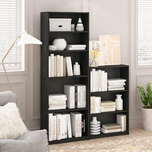 Furinno Jaya 5-Tier Book Shelf with Adjustable Shelves, Darkwood - Image 5
