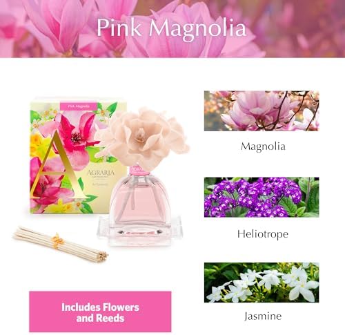 Agraria AirEssence Flower and Reed Diffuser Set, Hand Crafted Sola Flower Botanical Home Fragrance Diffuser, Pink Magnolia Home Decor for Living Room, Bedroom and More - Image 3