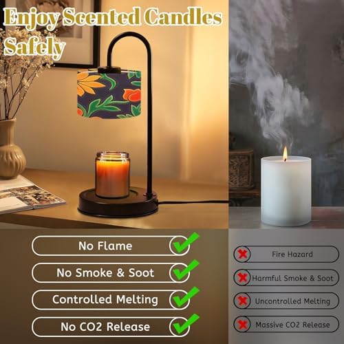Candle Warmer Lamp with Timer Mexican Ceramic Seamless Talavera Handcrafted Mexican Ceramic Tile Dimmable Wax Warmer with 4 Bulbs for Jar Candles Women Birthday Gifts House Warming New Home Decor - Image 6