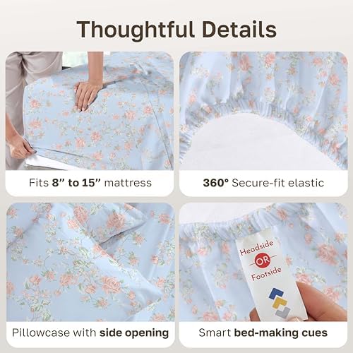 California Design Den Soft 100% Cotton Sateen Twin XL Size Bedsheets, 3 Pcs - Image 5