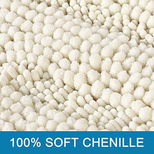 Non Slip Thick Shaggy Chenille Bathroom Rug Mat Set Extra Soft and Absorbent Striped Floor Rugs, 2 Piece, Machine-Washable - Image 3