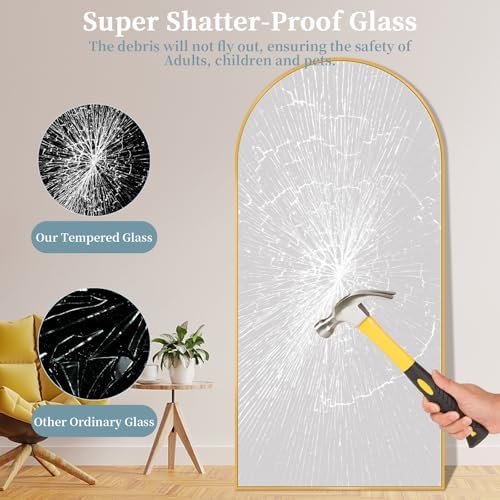 72"x44" Arched Full Length Mirror with Stand,Full Body Floor Mirror - Image 4