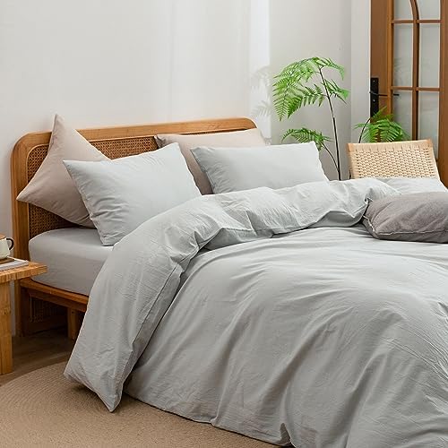 BESTOUCH Cotton Solid Duvet Cover Set Northern Droplet Grey California King - Image 2