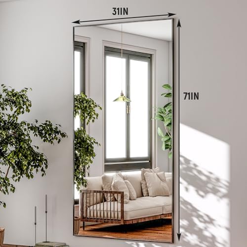 GLSLAND 71"x31" Full Length Mirror Large Floor Mirror with Stand, Black - Image 6