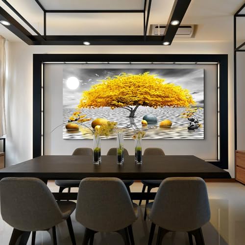 MHARTK66 Wall Decorations For Living Room Canvas Wall Art For Bedroom Abstract Wall Decor Black And White Canvas Art Yellow Tree Paintings Bathroom Home Decoration Hang Pictures Office Large Artworks - Image 4
