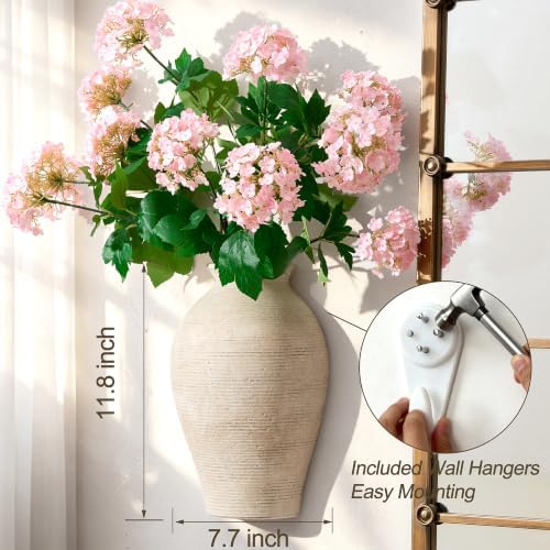Vanselia 2 Pack Ceramic Wall Vase Home Decor Hanging Planter (11.8" Retro) - Image 2