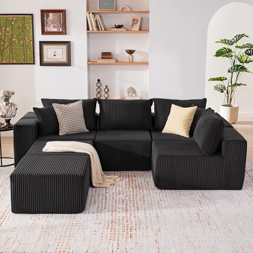 135.4" Modular Boneless Couch, Sectional Couches for Living Room, Black - Image 2