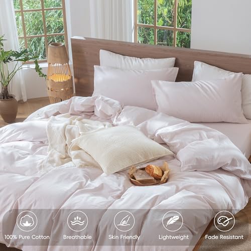 MooMee Striped Duvet Cover Set 100% Washed Cotton Linen Like King - Image 4